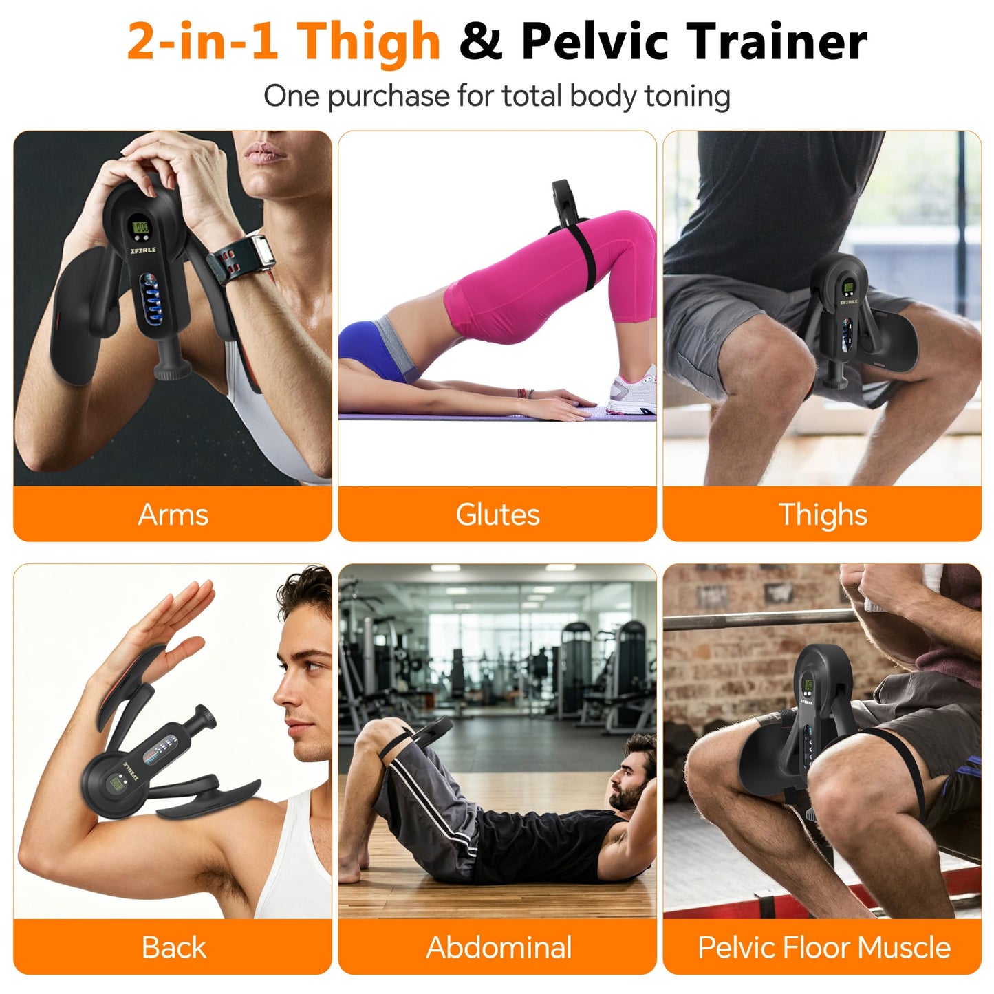 iFirle Pelvic Floor Exercise Devices, Thigh Master Kegel Exerciser 90/135lb Adjustable Pelvic Floor Muscle Trainer with Digital Counter, Resistance Band Straps for Women Men Shaping Home Gym