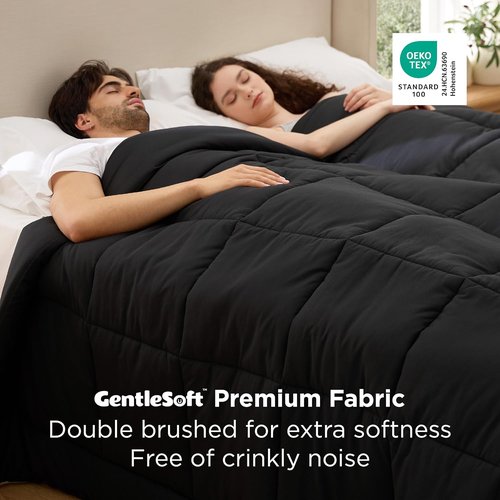 Bedsure Comforter Duvet Insert - Oversized King Size All-Season Down Alternative Bedding | GentleSoft, Black 116 x 98 Inches