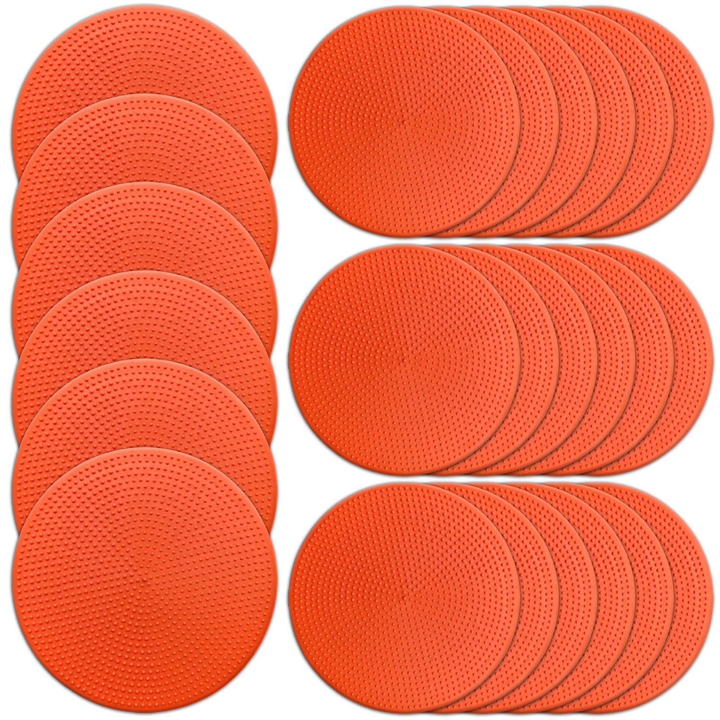 PIKZH Poly Spot Markers 4.73 inch 24 Pcs Non-Slip Rubber Agility Training Markers Floor Dots Flat Field Cones for Football Soccer Basketball School Exercise Drills, Gym Dance Practice TPE Orange Red