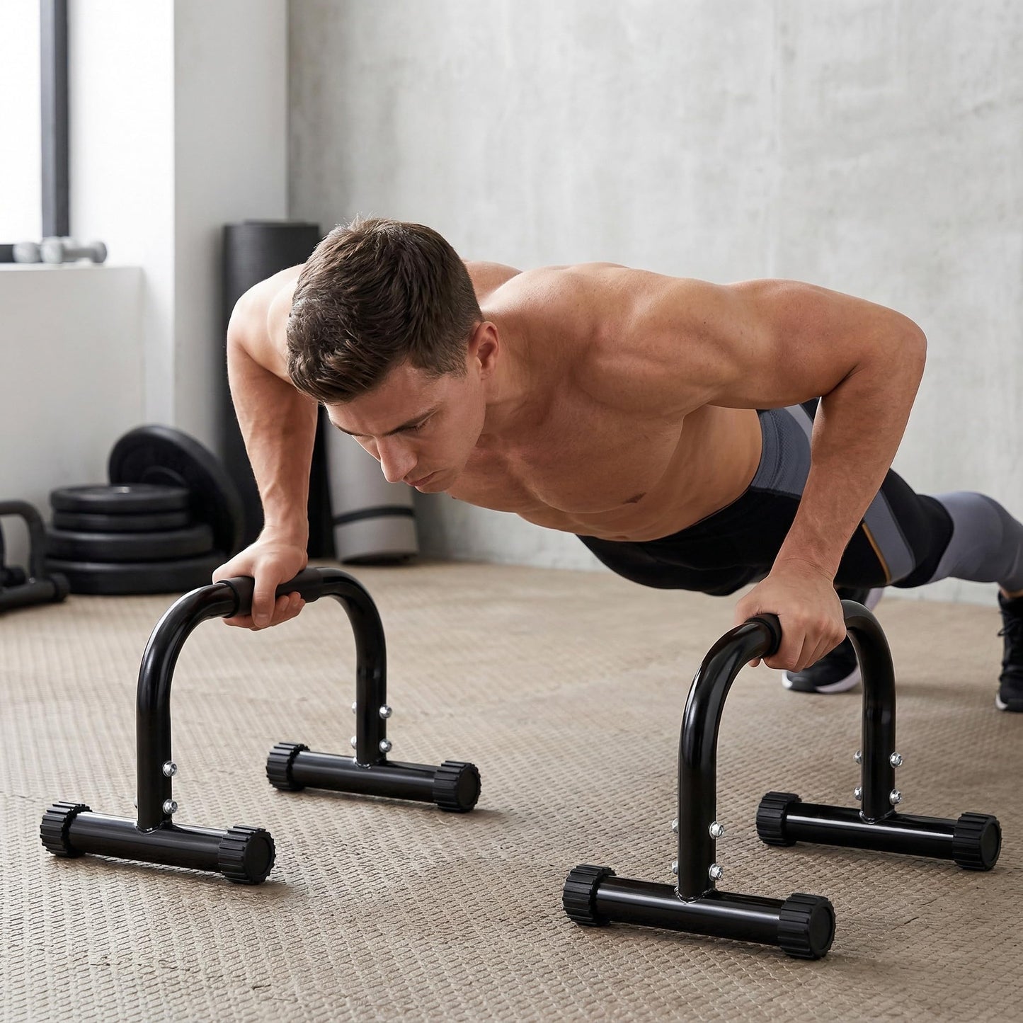 TOPZEA 2 Pack Parallettes Bars, 10" High Steel Push Up Handles Bars Strength Training Anti-Slip Calisthenics Equipment for Handstand, Full Planche, L-sit & Dip, Home Fitness & Gym Floor Workouts