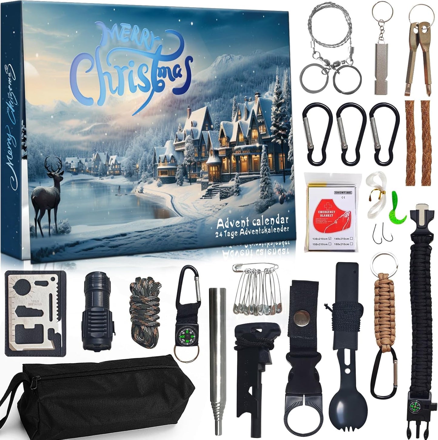 Skiennix Survival Kit Advent Calendar for Men 2025 - Christmas Countdown with Outdoor Gear & Explorer Tools