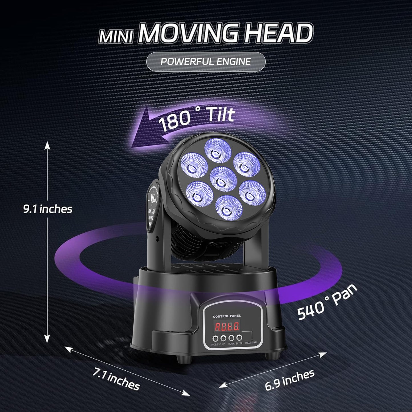 U`King Moving Head Light RGBW Stage Lighting DJ Lights 7 x 10W LED Beam Spotlight 9/14 CH Wash Light with DMX and Sound Activated for Party Church Wedding Bar Christmas Halloween Disco (2 Pack)