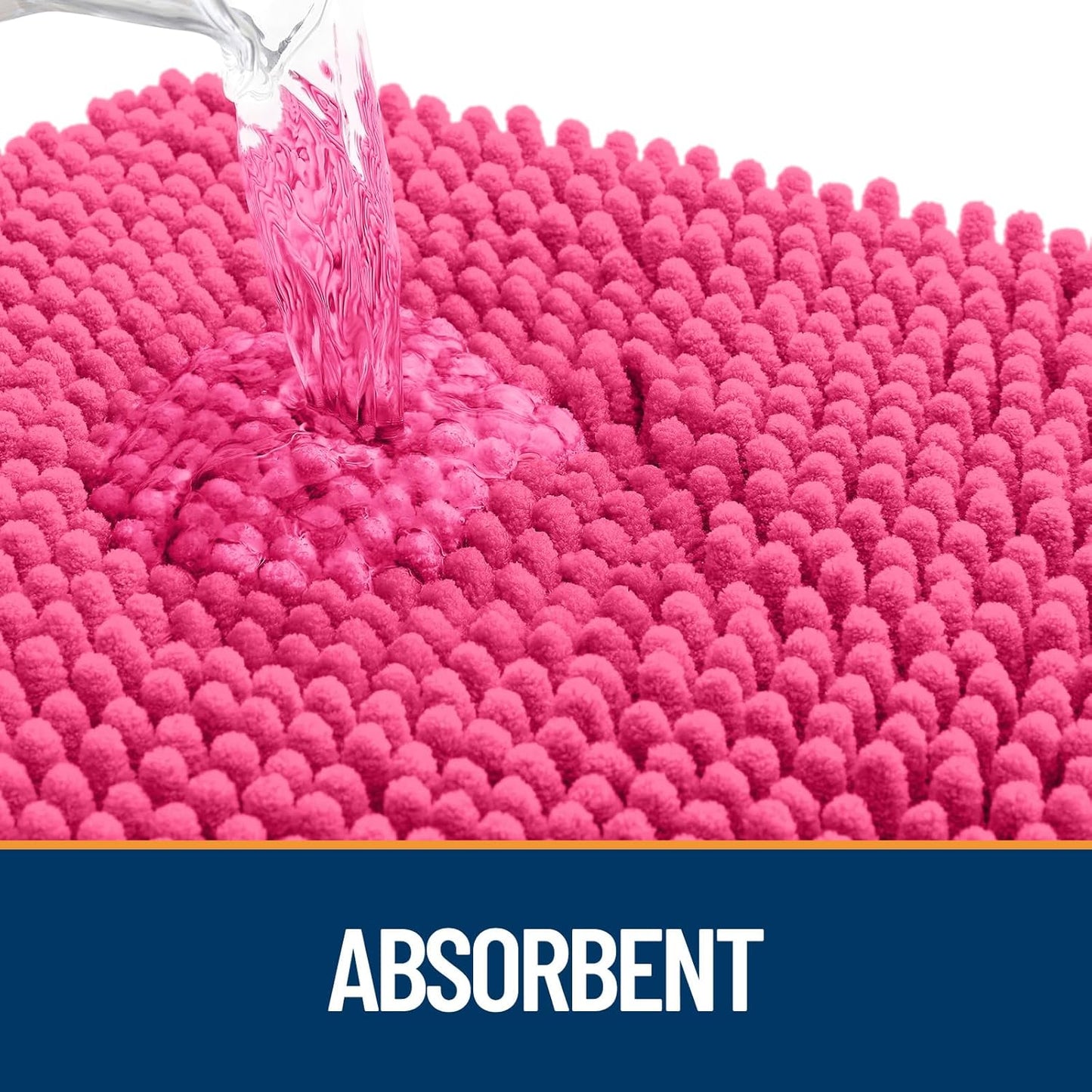 OLANLY Dog Door Mat - Absorbent Non-Slip Chenille Mat for Muddy Paws | 30x20, Hot Pink
