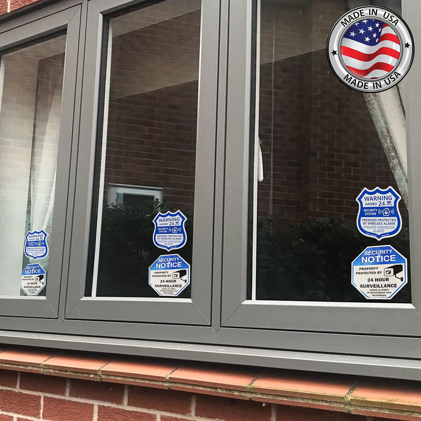12 Pack Psyfer (Fade-Free) - Security & Alarm UV Stickers [Made in USA]
