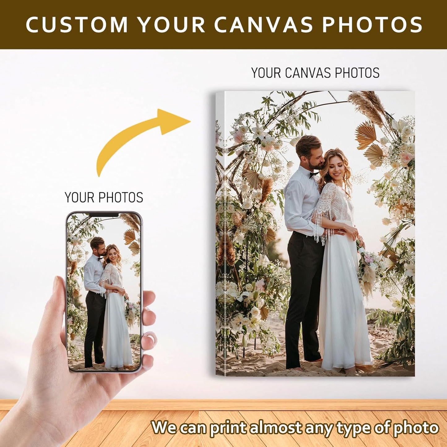 Skiennix Custom Canvas Prints - Personalized Photo Wall Art for Weddings, Family & Home Decor | 16x20 Wrapped Frame