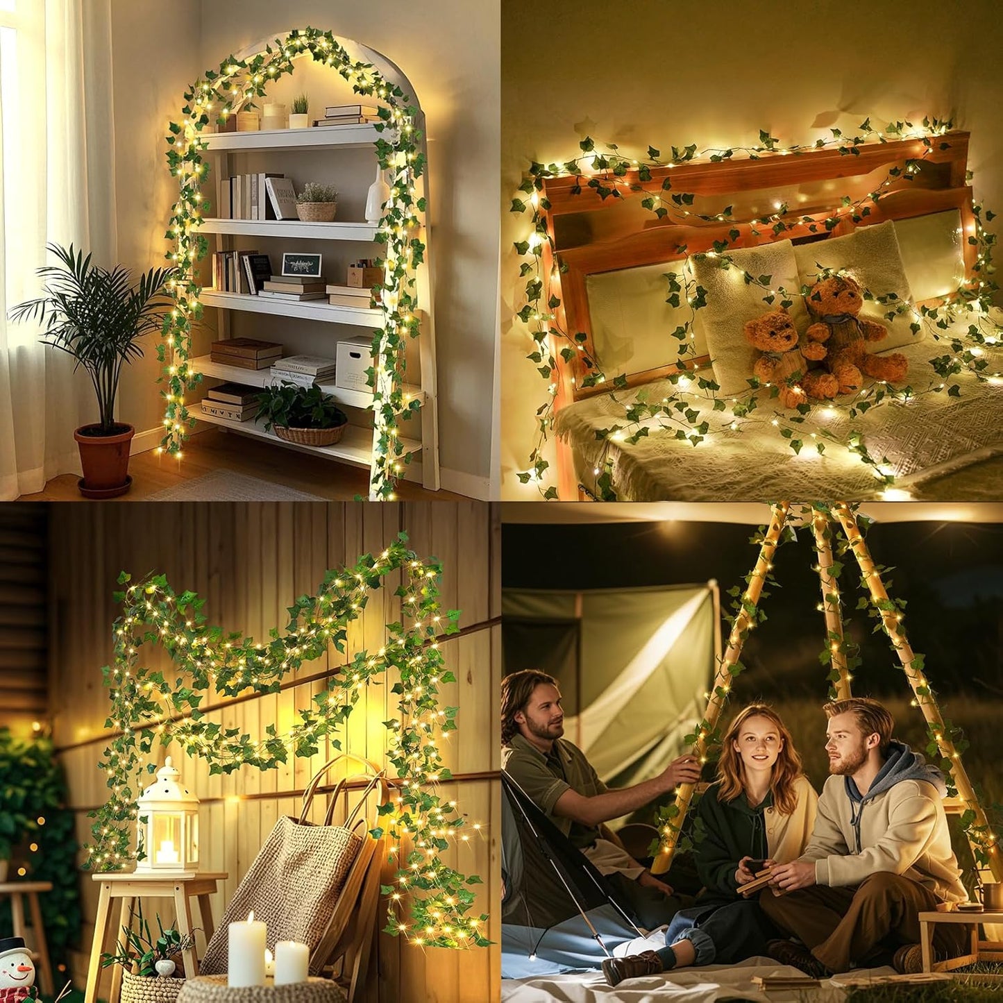 OMIKA 66FT Ivy String Lights - 200 LED Waterproof Fairy Lights with Remote for Bedroom & Garden Decor | Warm White