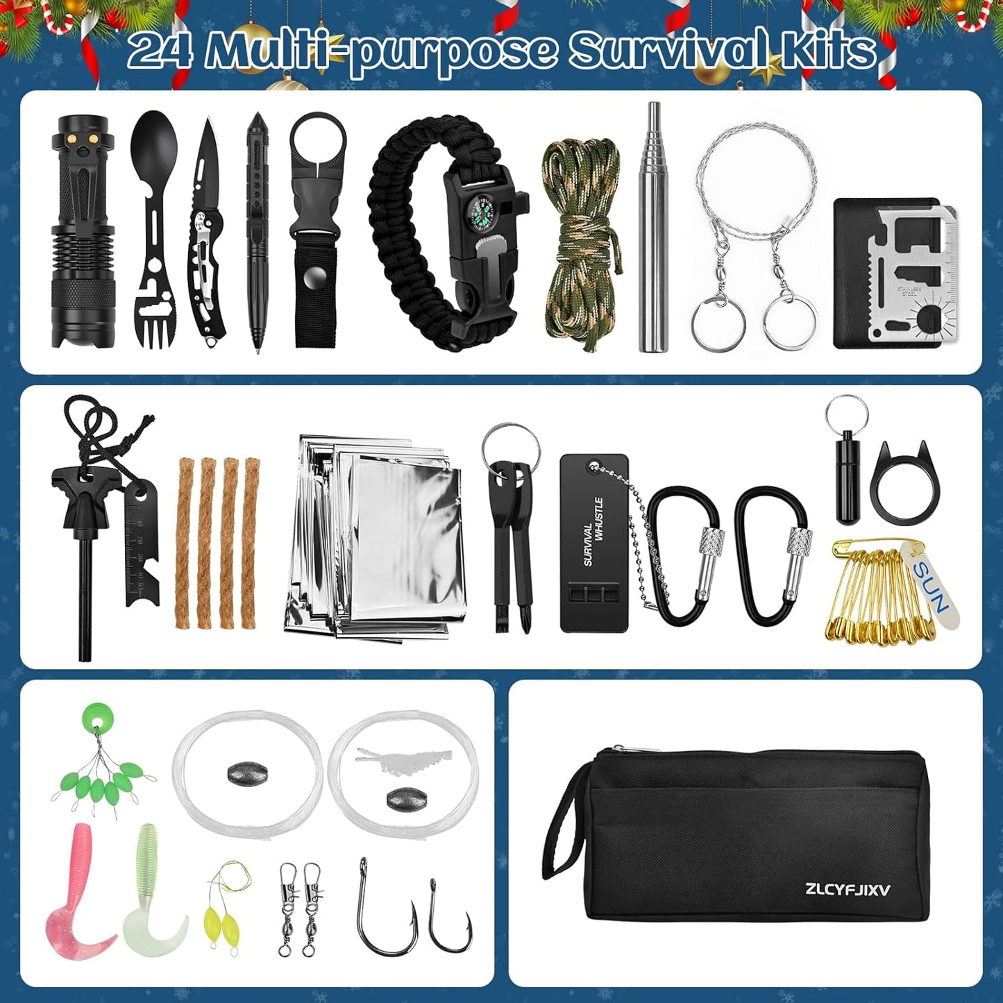Survival Advent Calendar 2025 | 24-Day Christmas Countdown Gift Box for Outdoor Enthusiasts