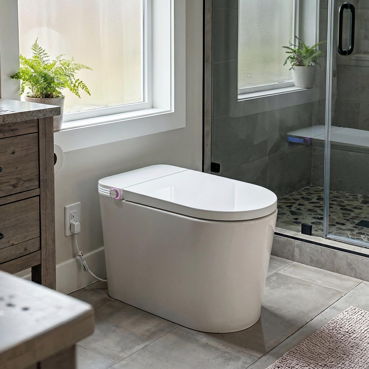 TOTTE Smart Toilet with Bidet Built-in, Auto Open/Close Lid, Auto Power 1000g MaP Flush, 1.28 GPF, One Piece Elongated Toilet with Instant Warm Water & Warm Air Dryer, Built-in Aroma