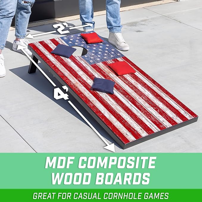 GoSports Portable Cornhole Sets, 8 Styles – Choose 4 x 2 ft or 3 x 2 ft - Boards Include 8 Bean Bags, Travel Case, and Game Rules