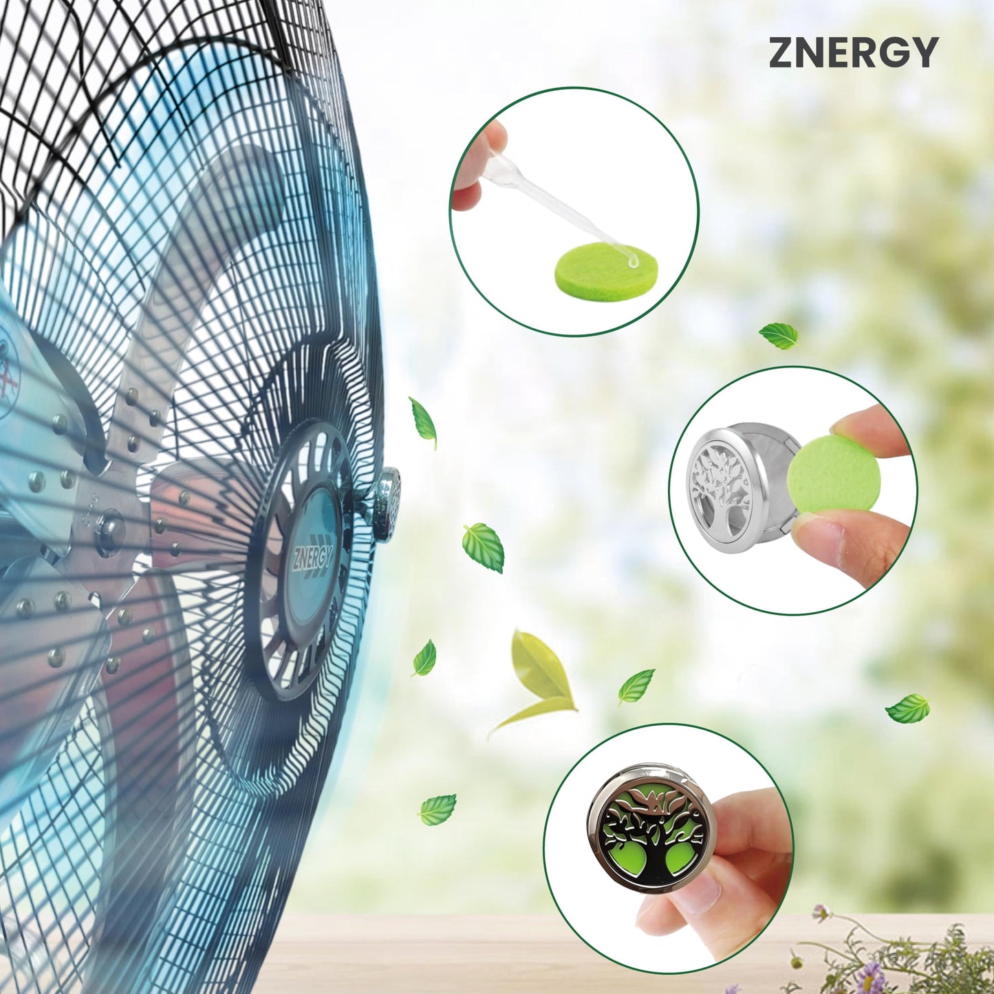 ZNERGY 2in1 Aromatherapy Diffuser Fan 2 Packs 18inch 2in1 Stand/Floor Fan Metal 5 Blades 3 Speeds Oscillation Adjustable Heights for Livingroom, Dining Room, Bedroom, Dorms, Garage and Kitchen