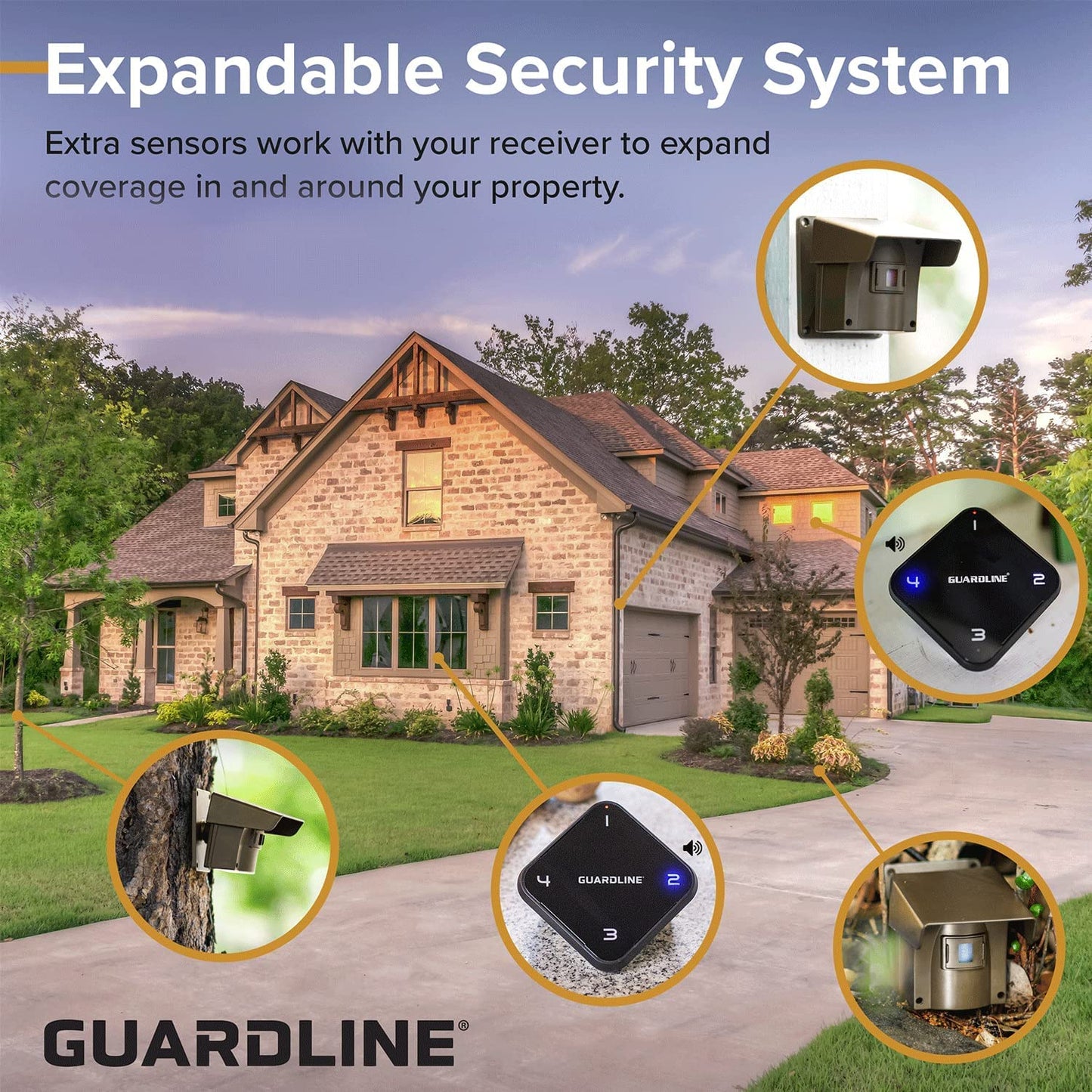 Guardline 500 Foot Range Wireless Driveway Alarm [2 Motion Detector Alarm Sensors & 1 Receiver] Weatherproof Outdoor Security Alert System for Home & Property