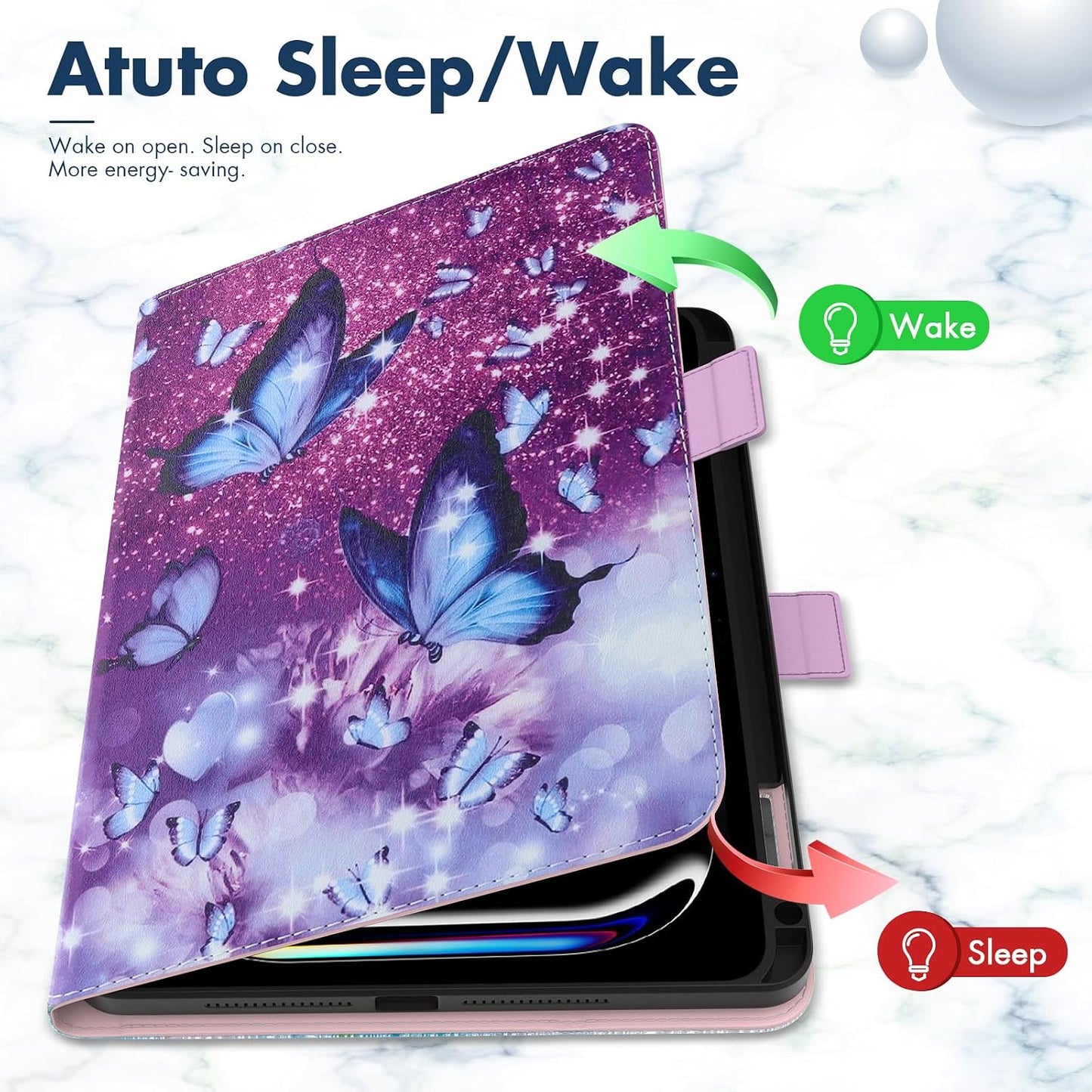 Dteck 13-inch M4/M5 (2024/2025) for iPad Pro Smart Folio Case with Auto Sleep Wake/Pencil Holder/Adjustable Stand/Grip