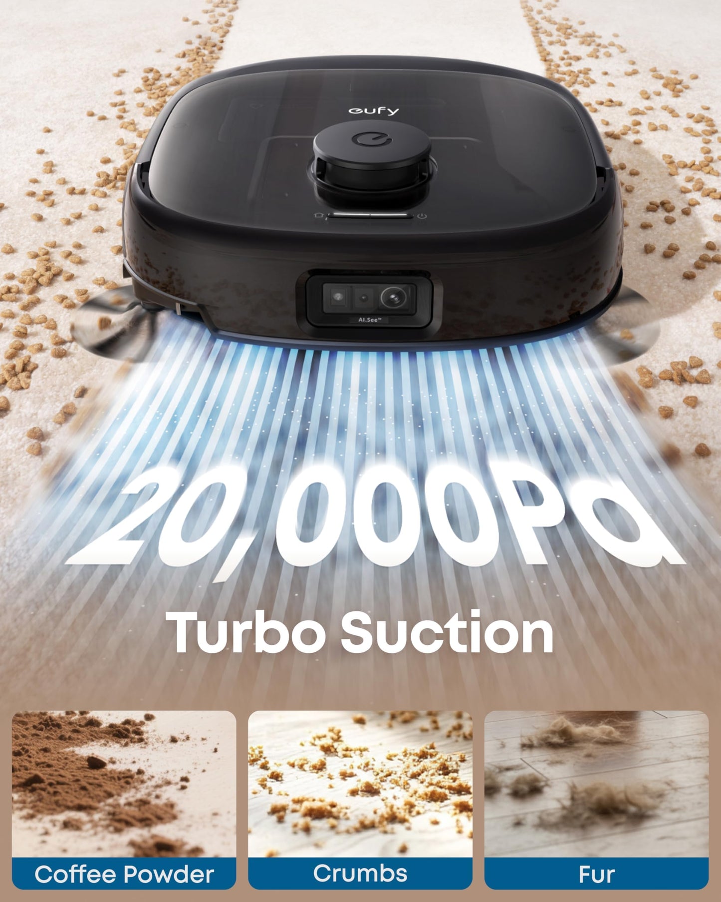 eufy Robot Vacuum E25, 20,000 Pa Suction,HydroJet Always-Clean Roller Mop, All-in-One Robot Vacuum and Mop Combo, Edge-to-Corner Cleaning, Zero-Tangle Design, AI Obstacle Avoidance (Upgraded)