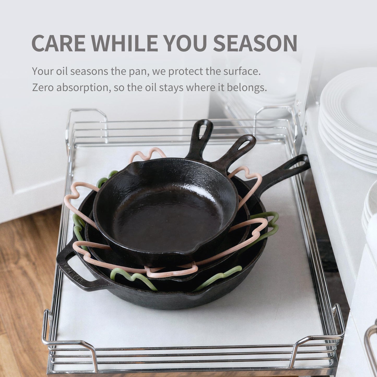 iPROTECT - Stack Expert | Multi-Purpose BPA-Free Silicone Pans & Pots Protector. Set of 2. Trivets for All Cookware Sizes, Protects Coating & Scratches, Dishwasher Safe (Sky Blue, S)