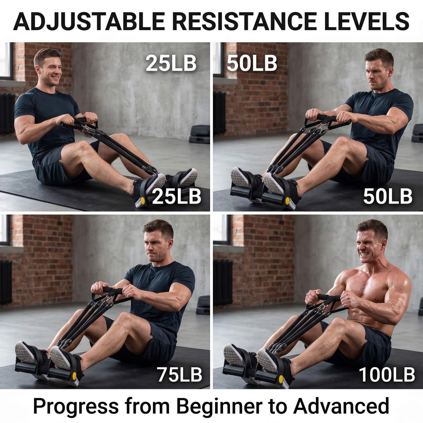Pedal Resistance Band with Handles, Elastic Sit Up Pull Rope for Abdomen, Waist, Arm, Leg Stretching (ResistanceBand-Upgrade)