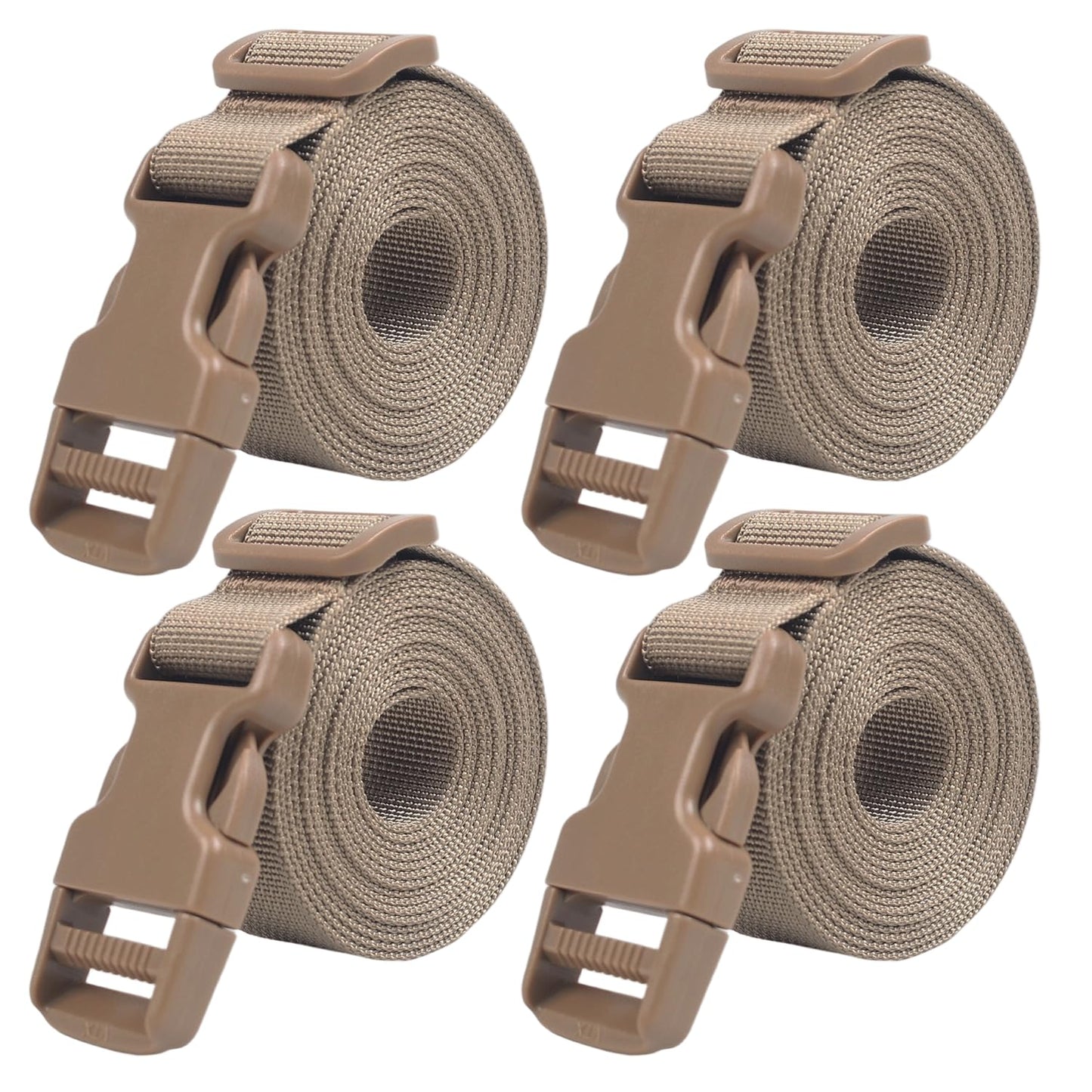 XTACER Backpack Accessory Strap Luggage Straps Cover Strap Sleeping Bag Strap with Buckle (TAN - Release Buckle Straps (4-Pack))