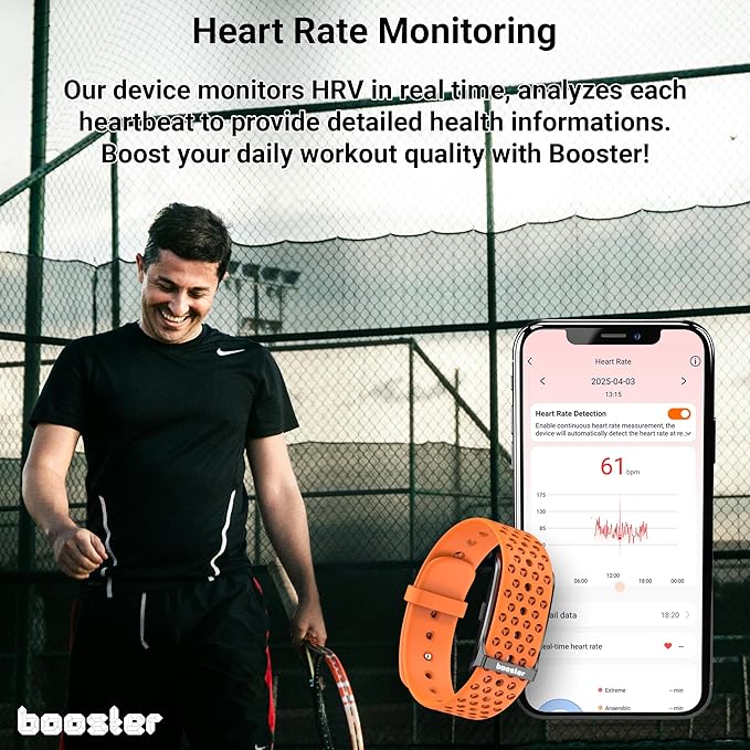 Booster Smart Bracelet, Wearable Activity & Fitness Tracker Band, 24H Sleep Tracker, All-Day Continuous Heart Rate Blood Pressure Stress HRV Monitor, 120+ Sport Modes Smart Wristband, Textile Navy