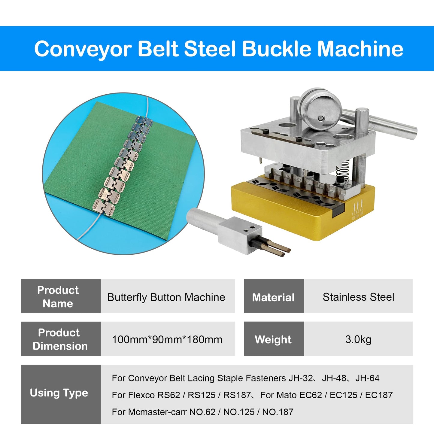 KONLEYA Conveyor Belt Staple Fastener Tool Staple Fastener Installation Tool Fasteners Tool Wire Hook Machine Belt Conveyor Fastener for Flexco PVC