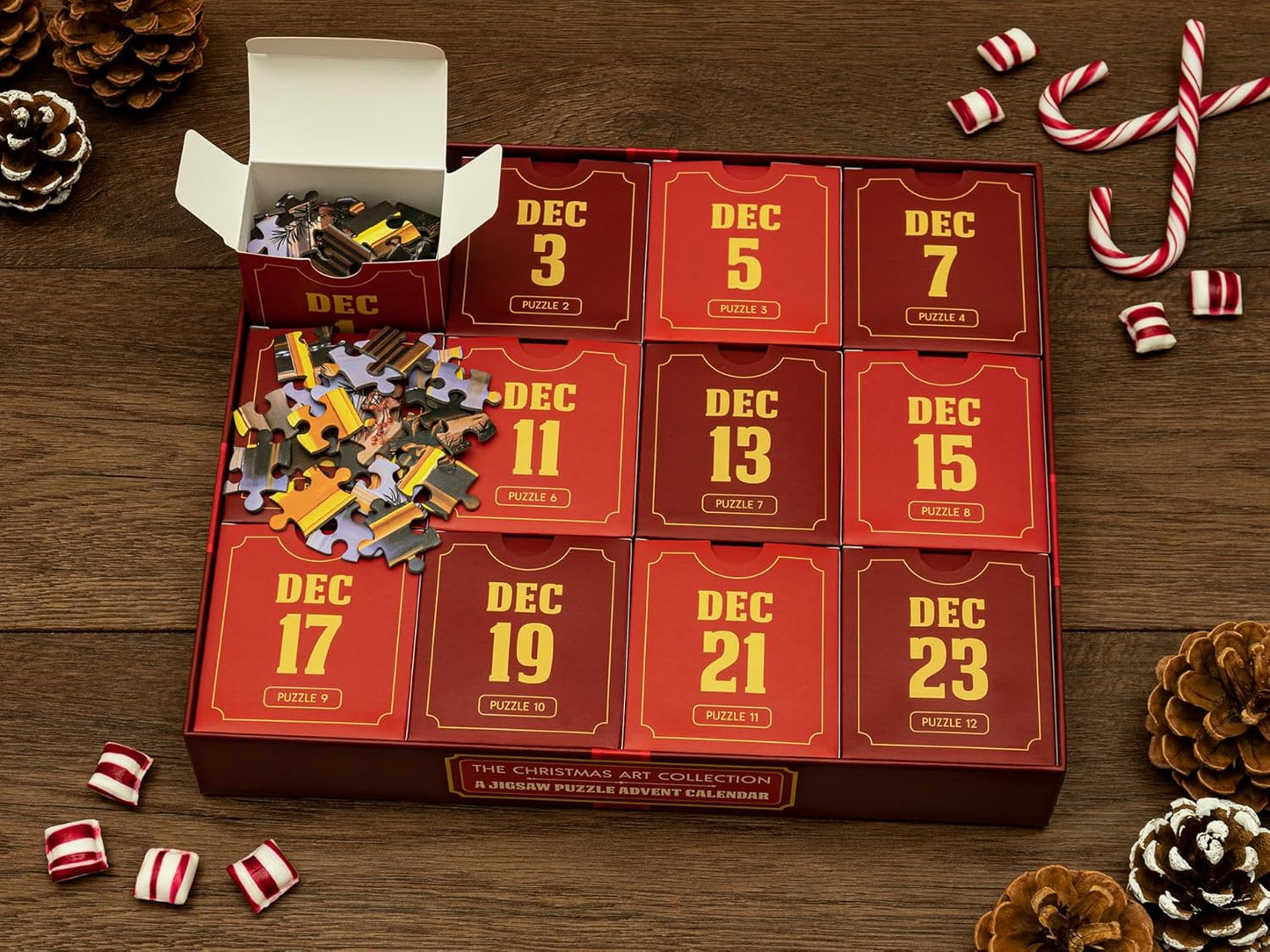 Unique Jigsaw Puzzle Advent Calendar 2025 - 12 Festive 100-Piece Puzzles for Family Fun