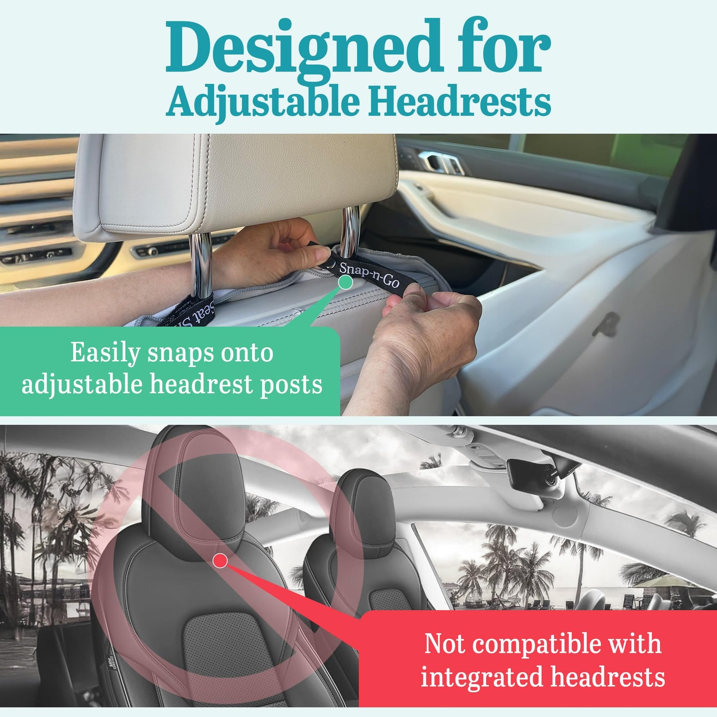Car Seat Towel Cover After Gym Workout Yoga Pets | Snap-n-Go Seat Sheet™ Universal Fit with Headrest Post Straps, Quick-Dry Washable Sweat Protector for Cars, Trucks, SUVs Interior Protection (Beige)