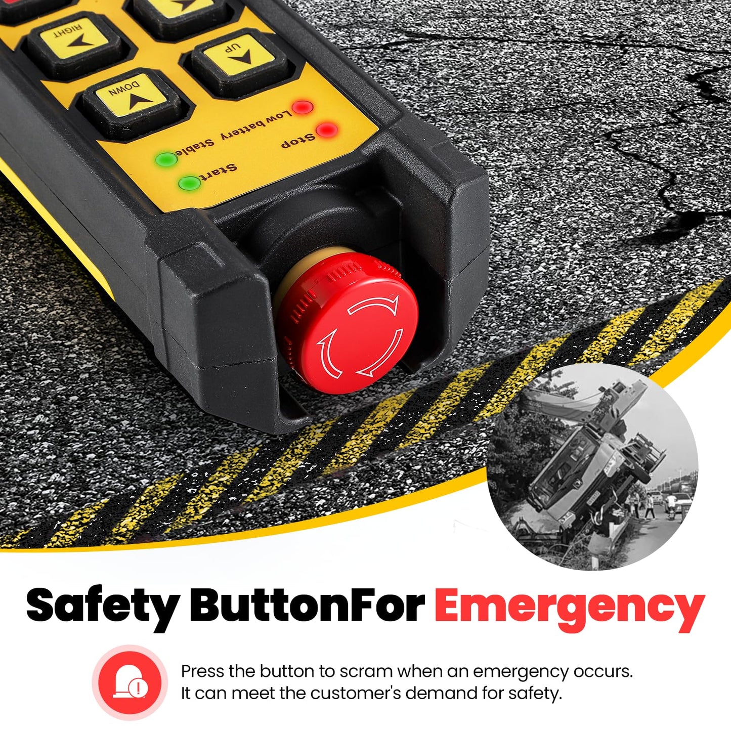 NEWTRY Wireless Crane Remote, 12V 4 Button Industrial Crane Controller Hoist Truck Remote 984FT Electric Lift Switch with Indicator System
