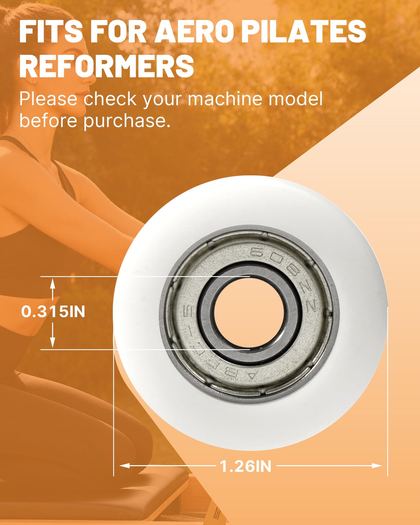4Pcs Upgraded Roller Wheels for Aero Pilates Reformer, Smooth & Quiet, Wear-Resistant, Pilates Reformer Accessories, Replacement Parts for Aero Pilates Machine, White