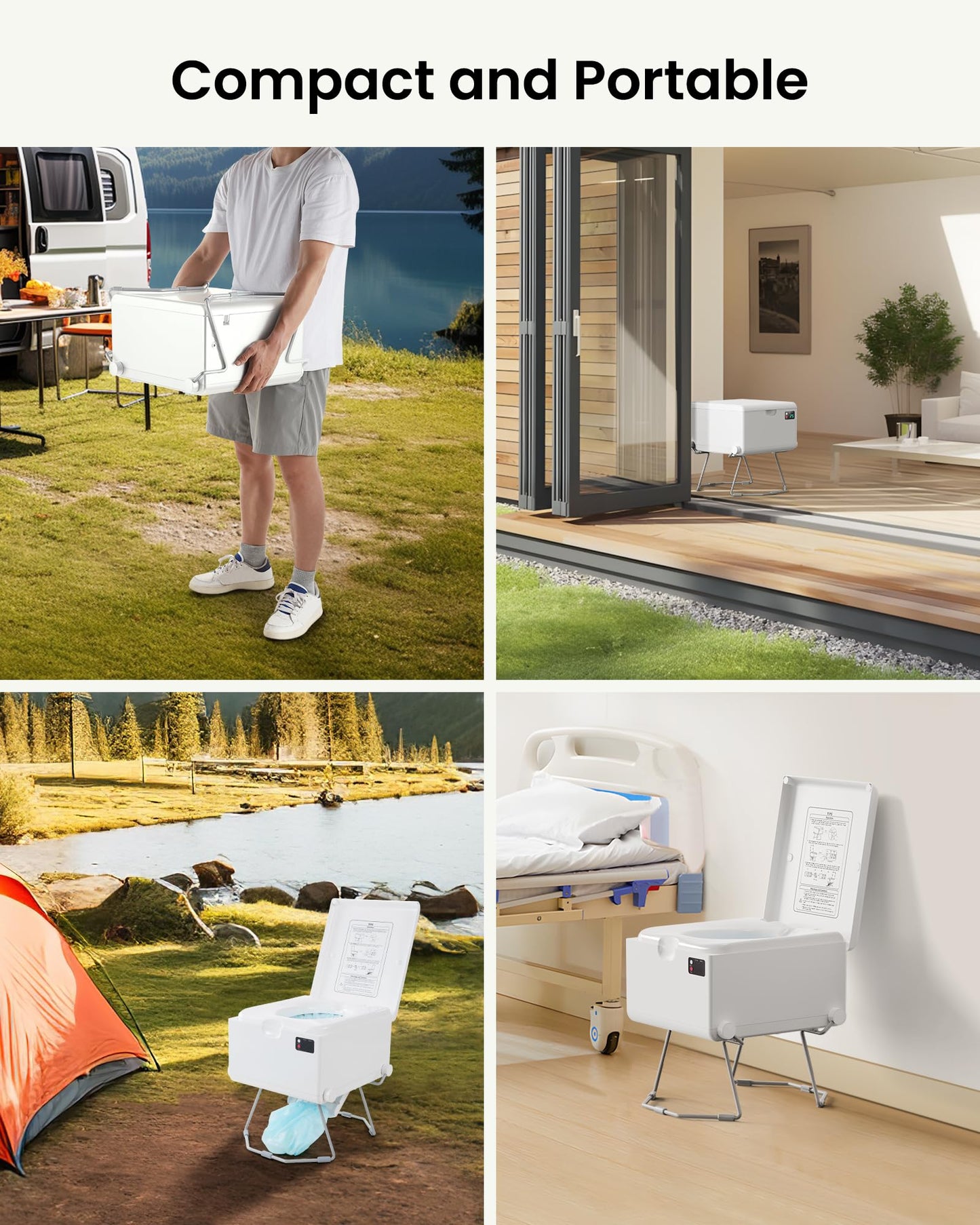 Modiwell Dry Flush Toilet – Waterless, Odorless, Self-Contained | Rechargeable Portable Toilet for RVs, Van, Boat, Tiny House, Off-Grid | Easier to Use Than Composting or Incinerator Toilets
