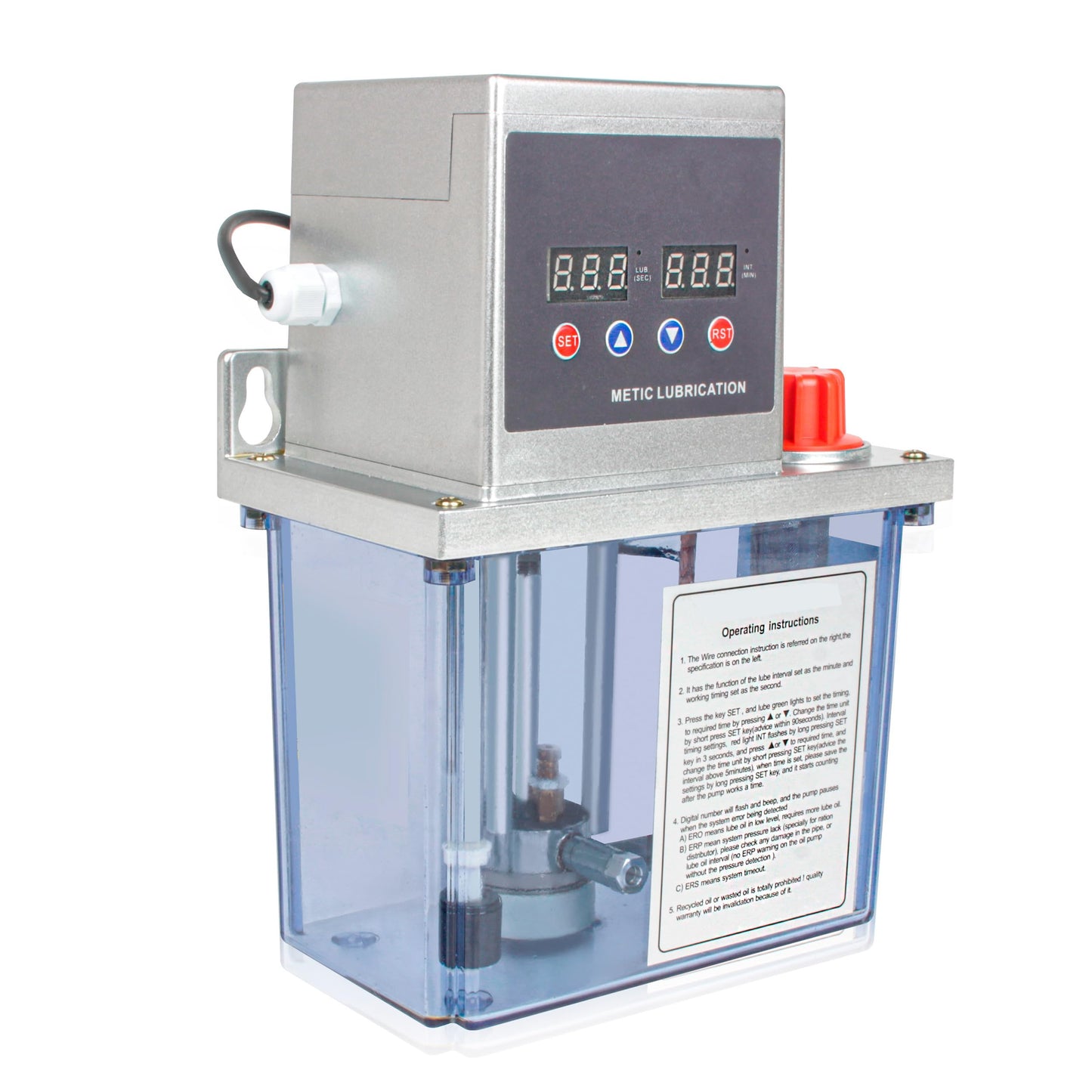 CNCTOPBAOS 90W 2L Automatic Lubricating Oil Pump 110V, Dual Digital Display 4Mpa Pressure Gauge Adjustable Time Oil Output 200ml/min, Alloy Gear Oiler Lubrication System for CNC Milling Lathe Machine