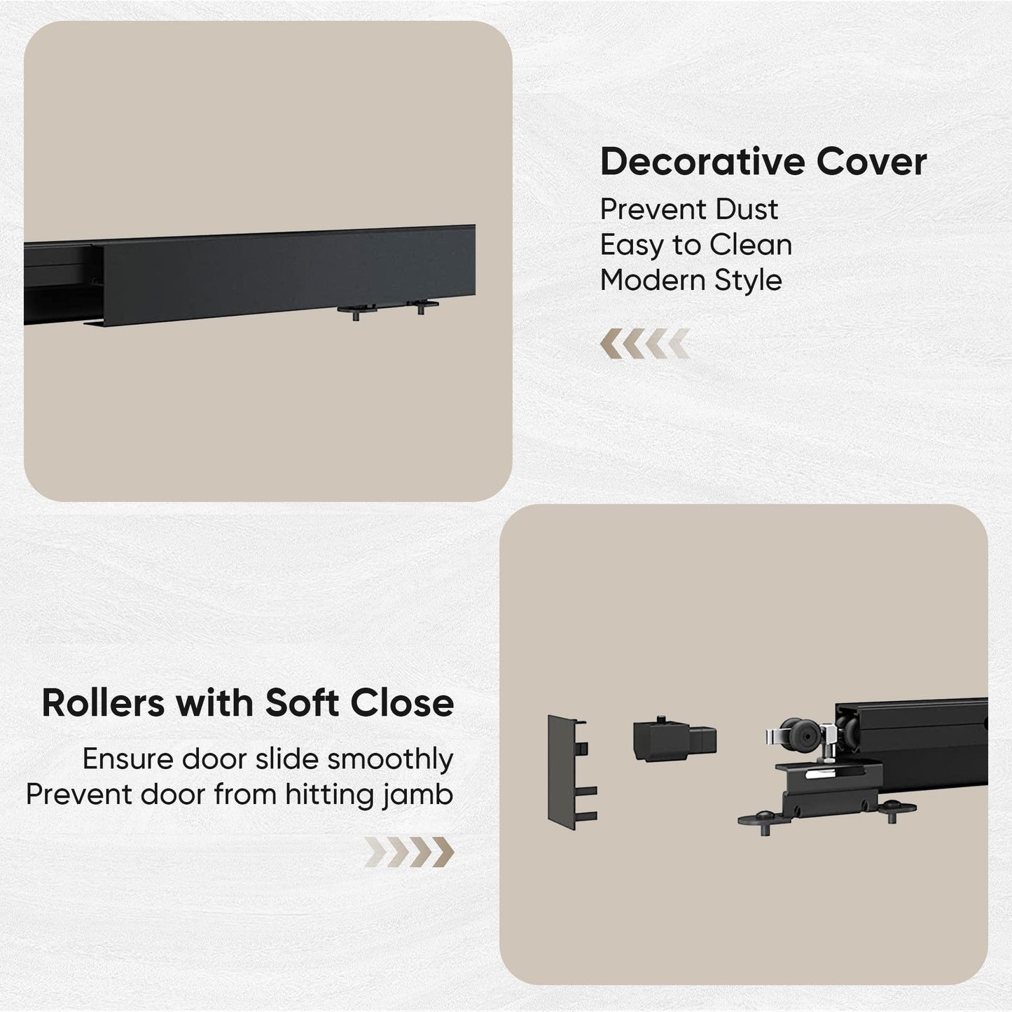 JUBEST 6FT Sliding Barn Door Hardware Track Kit, Aluminium Alloy Box Rail Wall Mount Barn Door Hardware,for Interior Wooden Door