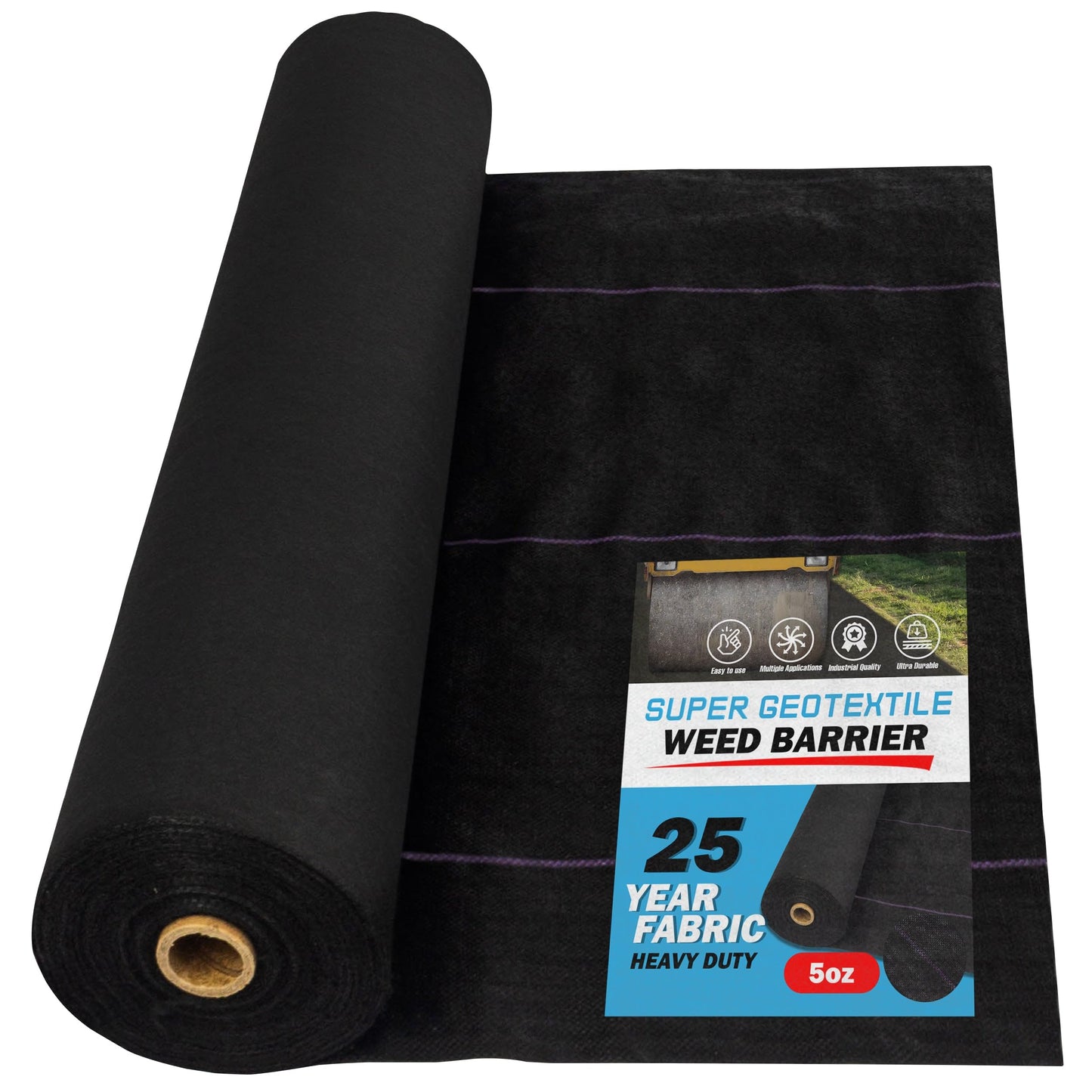 Super Geotextile Professional 5oz Geotextile Weed Barrier Fabric - Heavy Duty Landscape Fabric for Gardening, Landscaping, Weed Fabric (3x100)