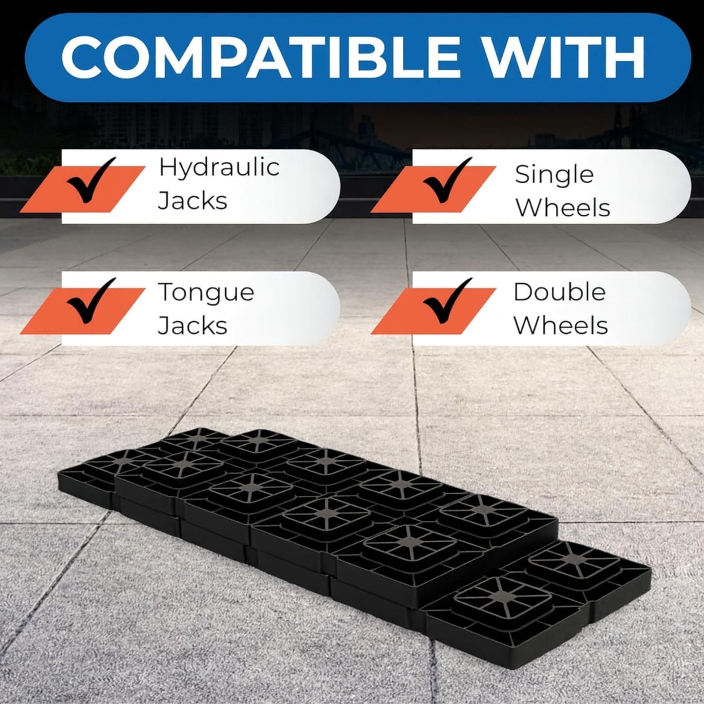 SEAFLO Heavy-Duty RV Leveling Blocks - Maximum Strength & Stability for Motorhomes, Trailers, and Campers (5)