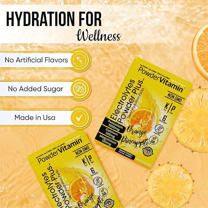 Electrolytes Powder Plus, Keto, Orange Pineapple, Sugar Free, 1000mg Potassium, 120mg Calcium, 120mg Magnesium, Non-GMO, Zero Calories, 30 Hydration Packets