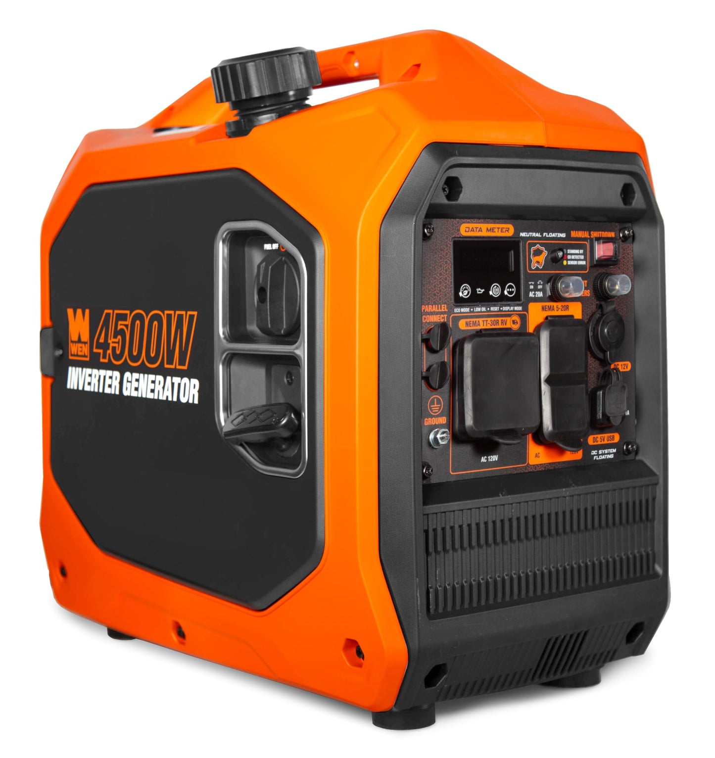 WEN 4500-Watt Inverter Generator, RV-Ready, Quiet, Portable, and Lightweight with Fuel Shut Off and CO Watchdog (56432iX), Fuel Type Gasoline