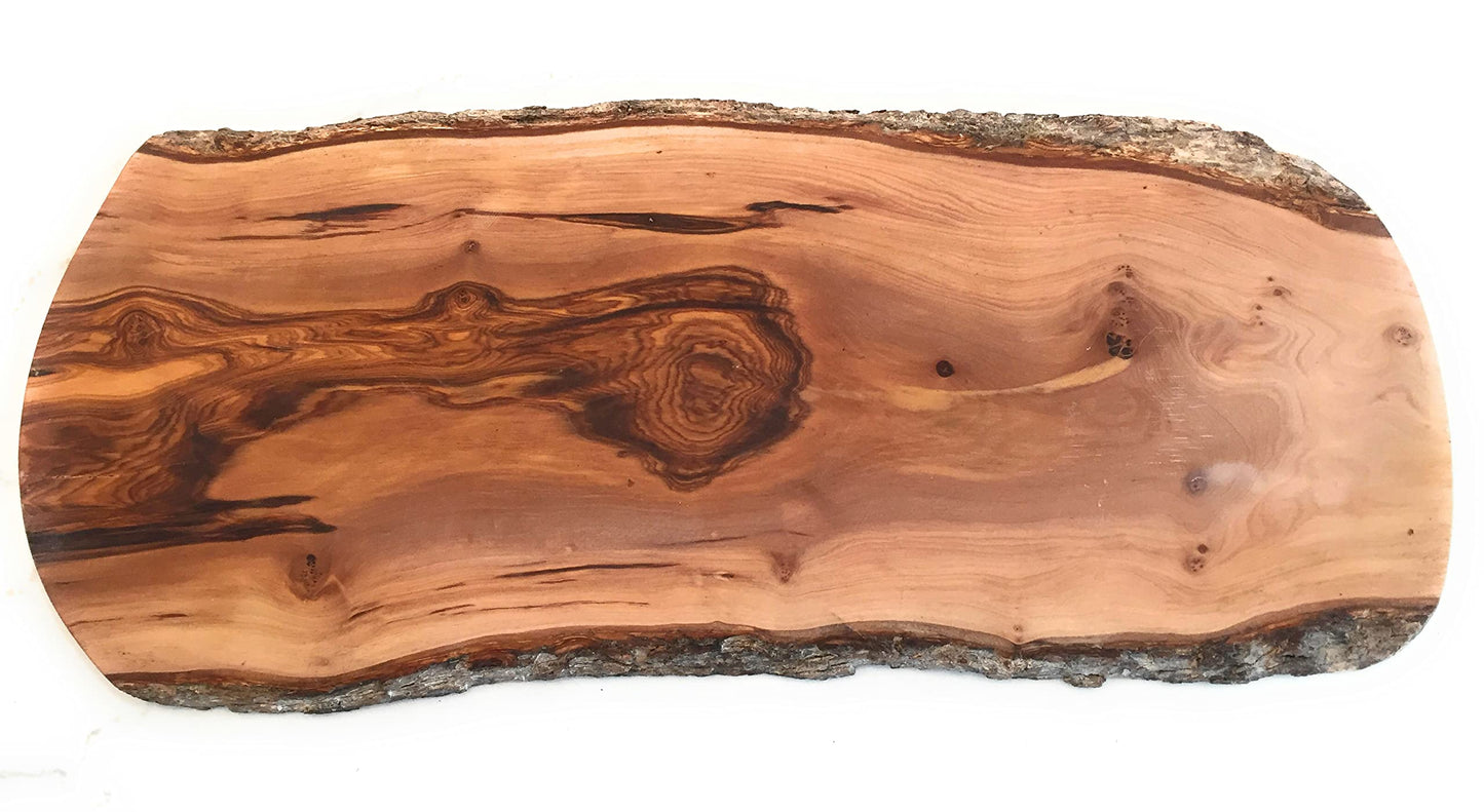 24" Rustic Handmade Bark Edge Olive Wood Charcuterie Board Extra Large by Orchard Hardwoods- Cutting, Chopping, Serving- Wooden Slab, Unique Gift, In Sm 12", Med 16", Lg 20", XL 24"(XL 24x7-10x0.8)