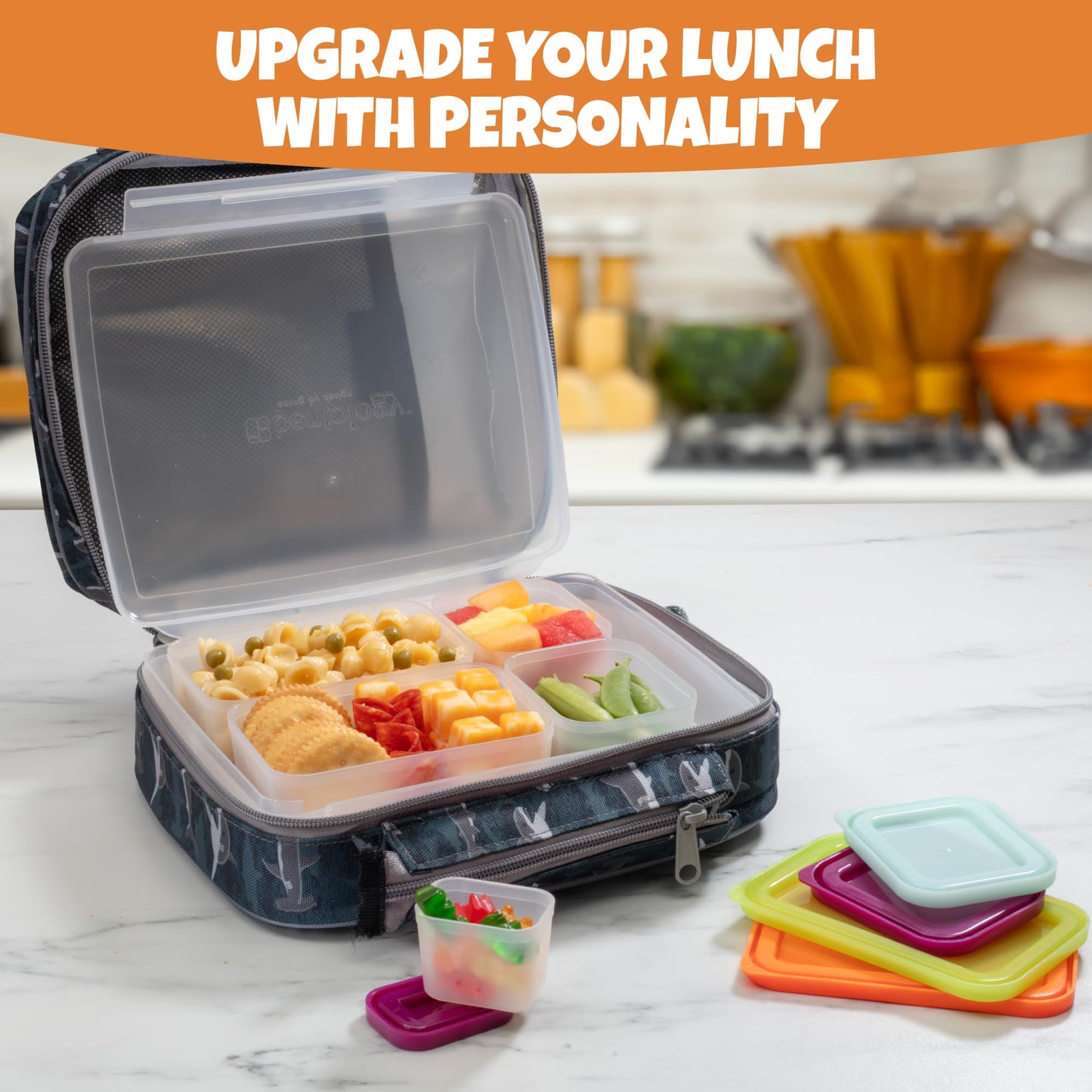 Bentology Bento Lunch Box Set w 5 Leakproof Made-to-Size Snack Containers & Built-In Utensil Holder- Meal Prep Made Easy w Reusable, Kid's Back to School or Office- Durable, BPA Free, Dishwasher Safe