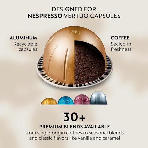 Breville Nespresso Vertuo Plus Deluxe Coffee & Espresso Maker - Titan with Aeroccino Frother