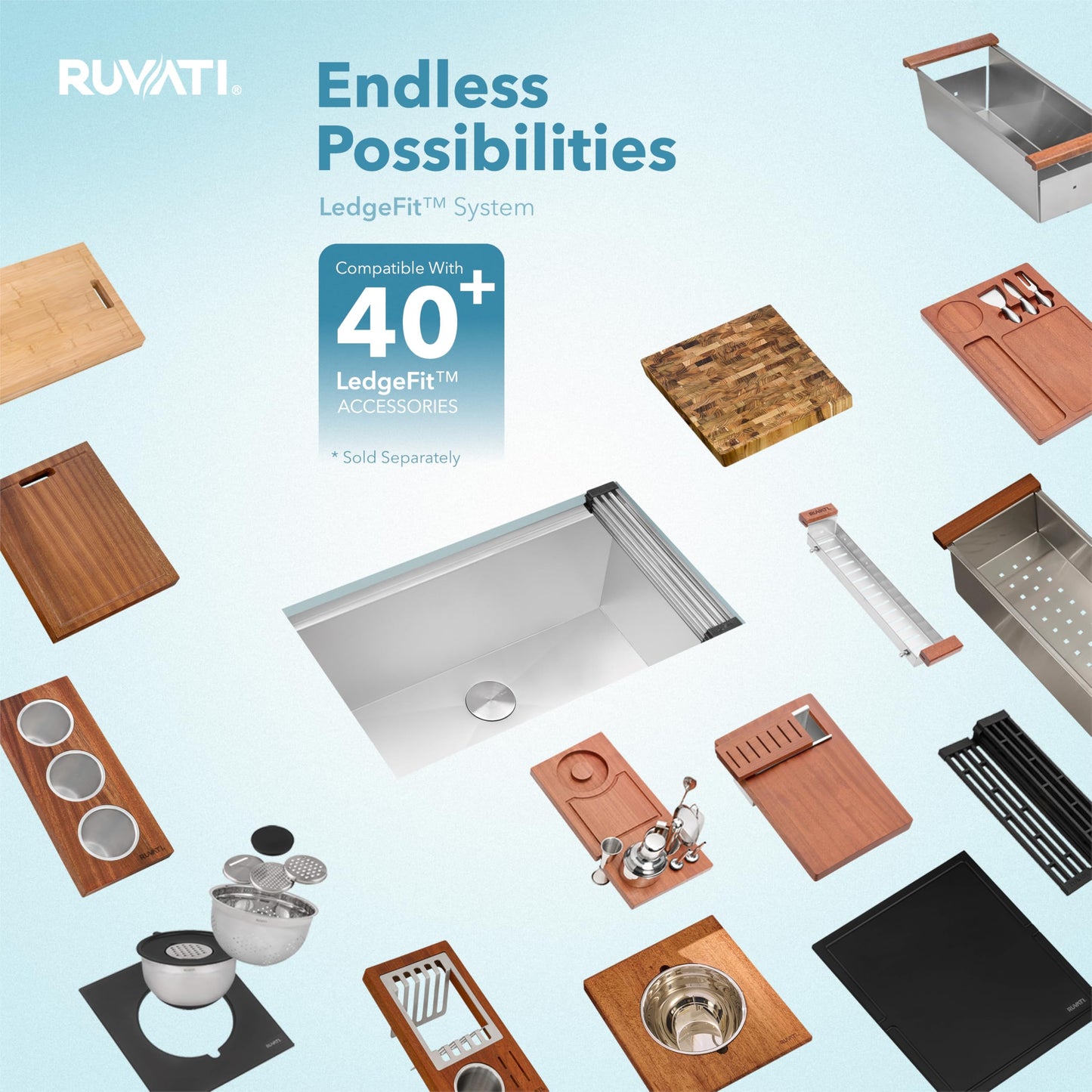 Ruvati 32-inch Undermount 16 Gauge Stainless Steel Workstation Kitchen Sink Single Bowl – Soundproof Multifunction Chef Sink with Cutting Board & Accessories, Brushed Finish Hides Scratches – RVH8300