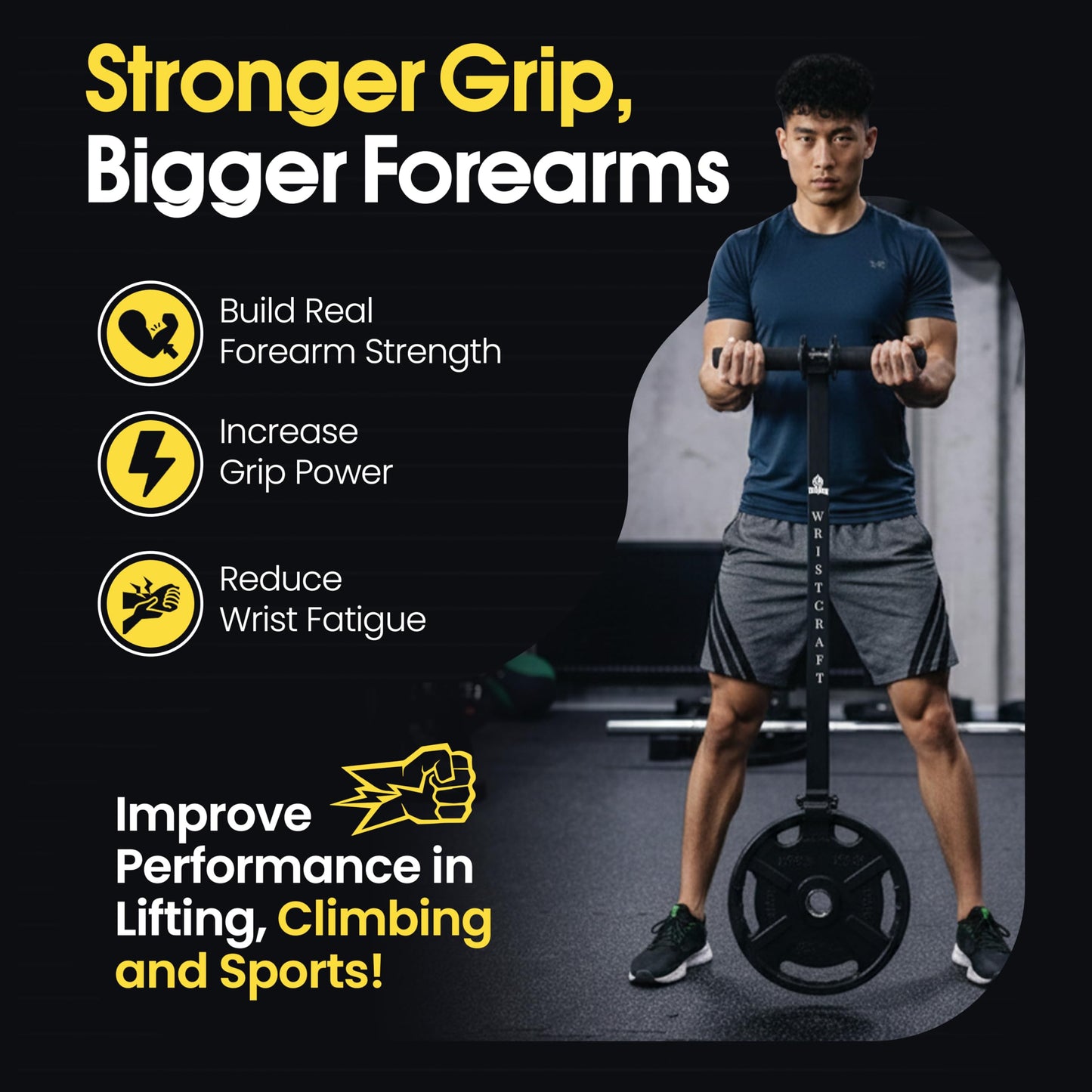 WristCraft Forearm Strengthener & Hand Grip Strengthener with Portable Bag – Wrist Roller, Forearm Exerciser, Forearm Roller, Wrist Trainer for Grip & Arm Workout - Includes Portable Bag