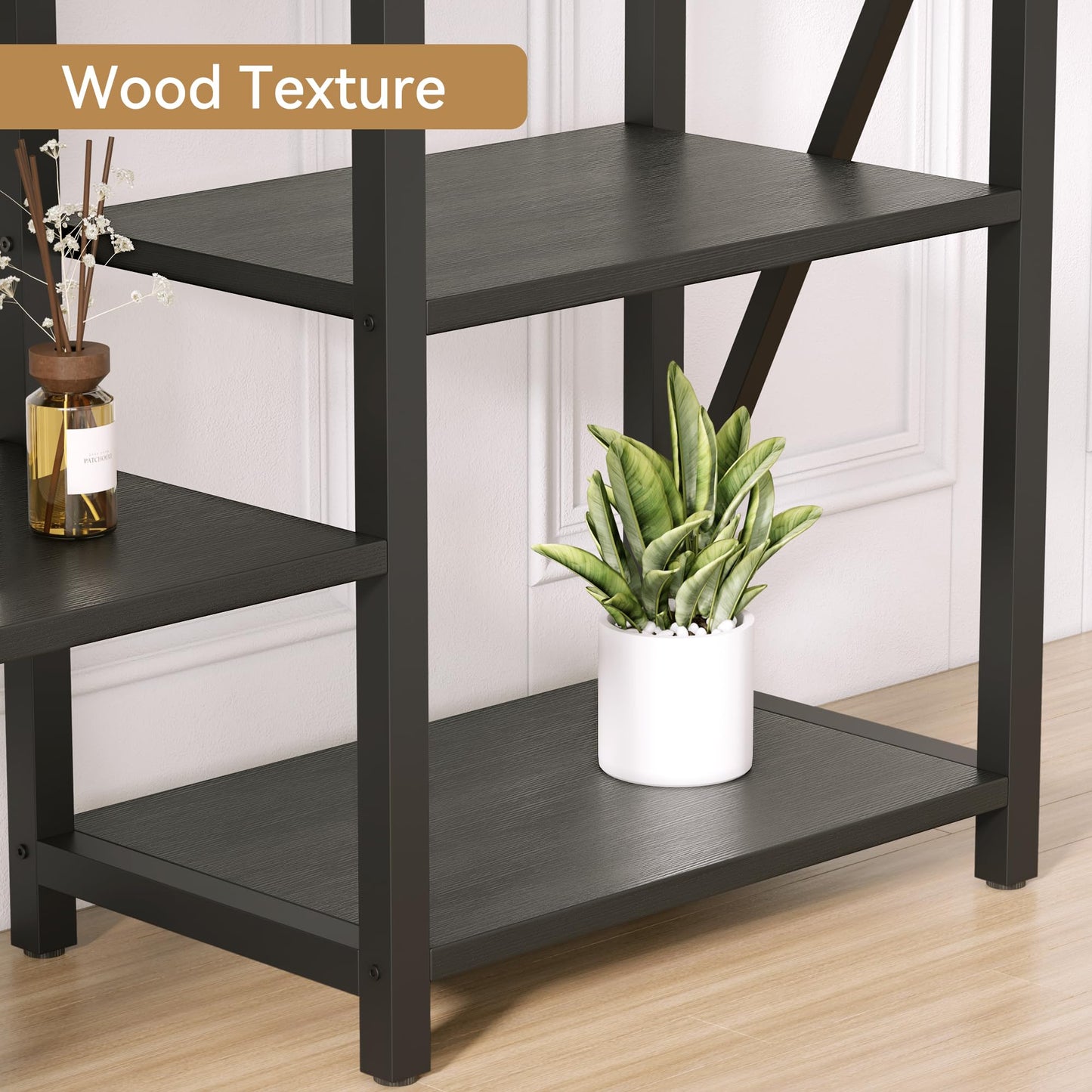 IDEALHOUSE Triple 5 Tier Bookshelf, Tall Bookcases with 14 Open Display Shelves, Industrial Wide Book Shelf with Metal Frame, Large Open Shelves for Bedroom, Living Room, Home Office, Black