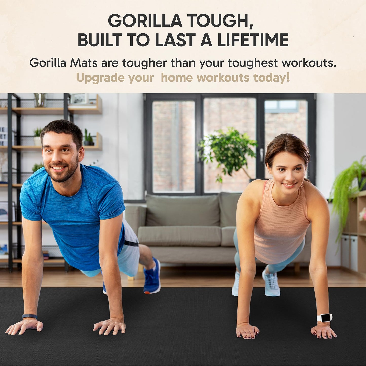 Gorilla Mats Large Exercise Mat – 6' x 4' x 1/4" – Ultra Durable Thick Workout Mat for Home Gym Flooring – Non-Slip, Flat, Fitness, Yoga & Weight Lifting Floor Mat – Shoe Friendly