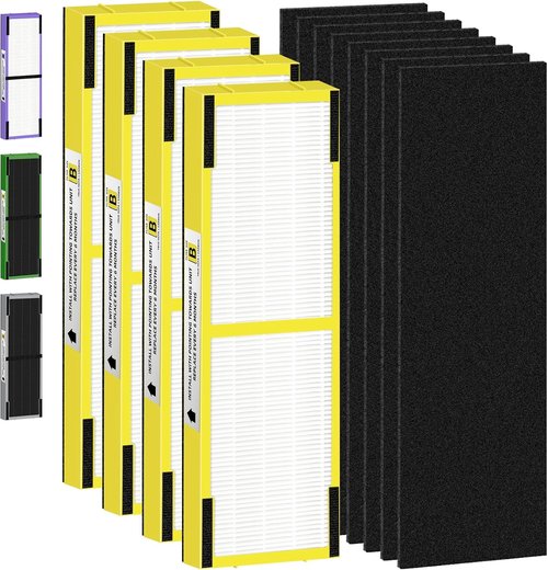 G-Guardian HEPA Filter B Replacement - 4 H13 True HEPA Filters + 8 Carbon Pre-Filters for AC4825 Series