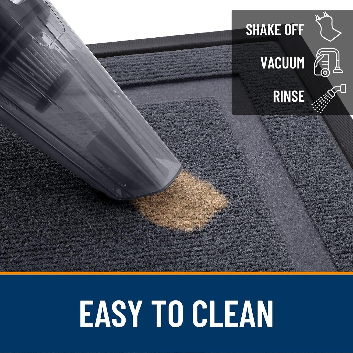 OLANLY Indoor Outdoor Front Door Mat - Waterproof All-Season Doormat, Sturdy Natural Rubber, 71x23, Light Grey