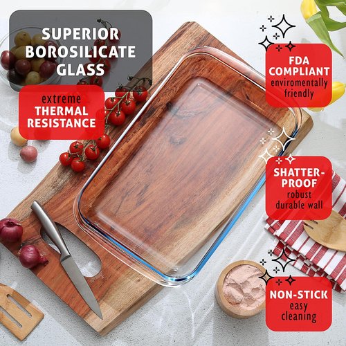 EATEX Glass Food Storage Containers Set - 7-Pack Baking Dishes with Lids | Oven & Microwave Safe