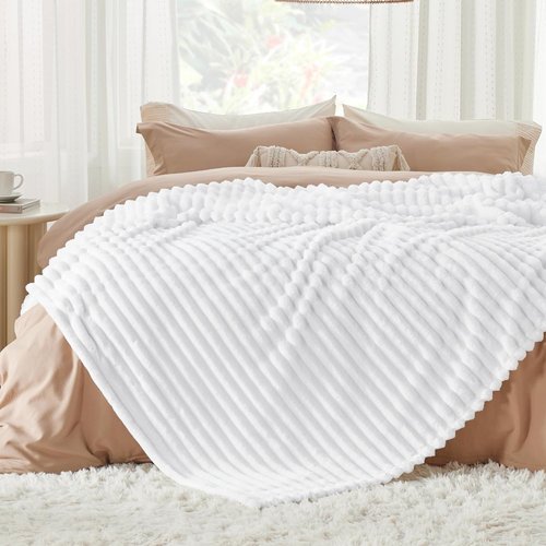 Bedsure GentleSoft Full Blanket - Cozy White Throw for Bed, Soft and Stylish, 84x90 Inches