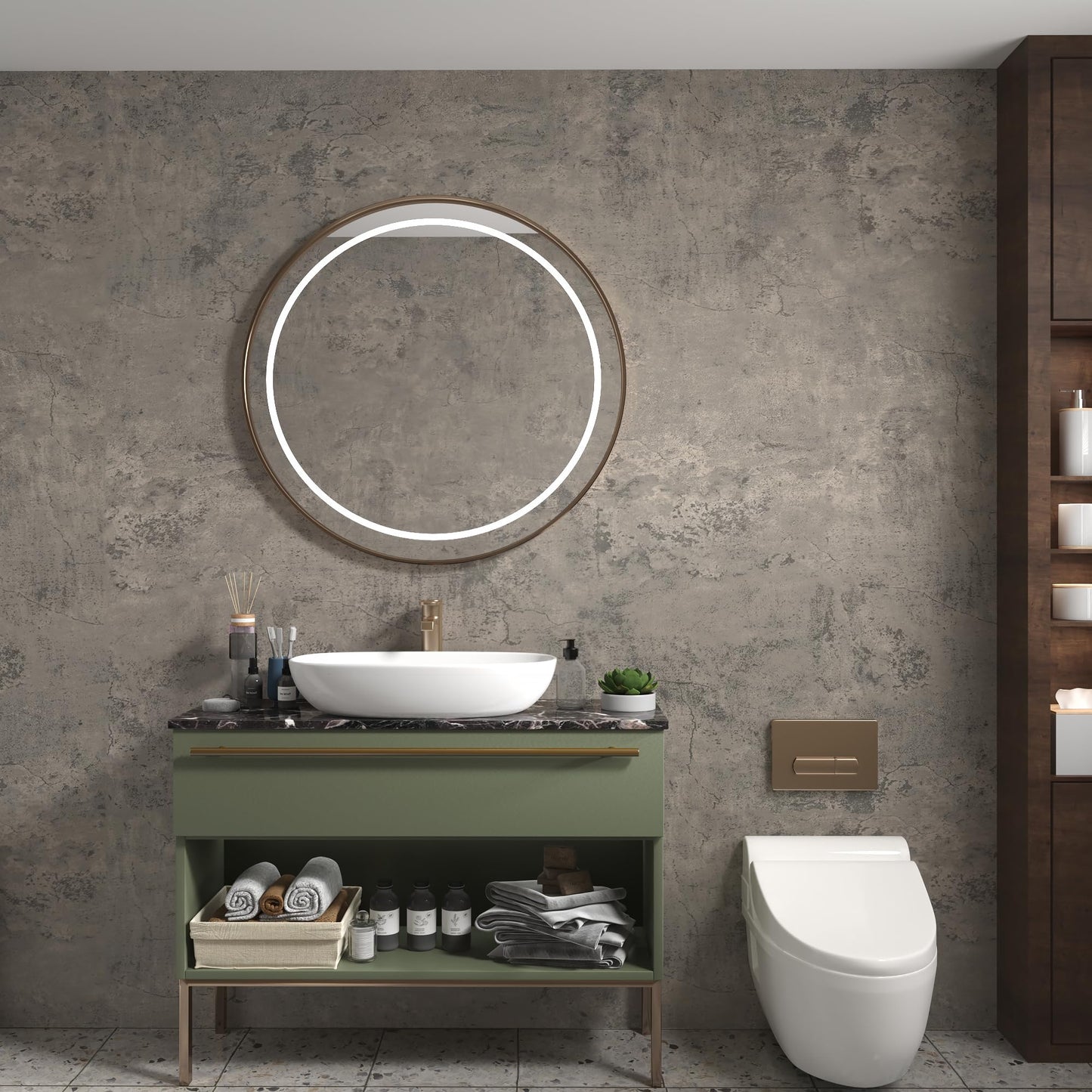 3yecao 31"×354" Extra Thicker Light Brown Grey Concrete Contact Paper Gray Concrete Wallpaper Peel and Stick Wide Viny Wrap 3D Textured Cement Waterproof Wall Sticker for Walls Bedroom Bathroom Gym