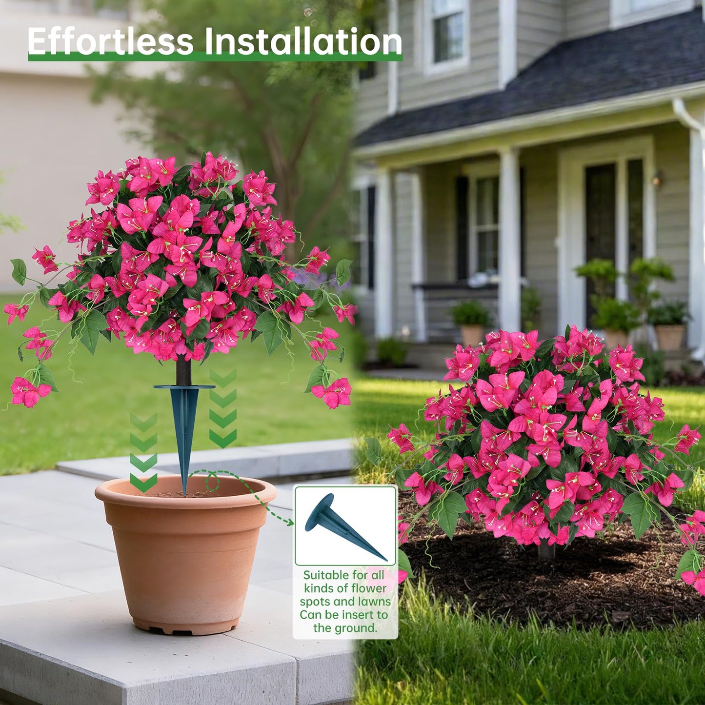 EverNature Artificial Olive Boxwood Topiary Ball Trees,2 Set of 16'' UV Resistant Fake Evergreen Shrubs Bushes Plants with Ground Spike, Fake Plants for Outdoor Indoor Front Porch Garden