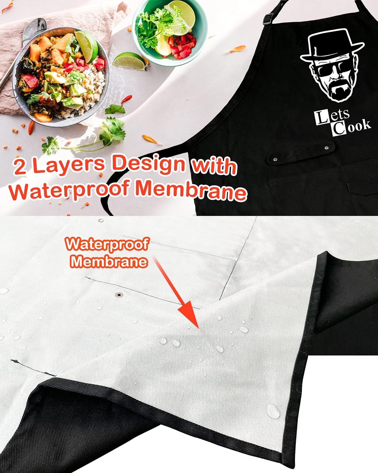 Binggle Funny Cooking Chef Apron for Men with Pockets BBQ Kitchen Work Aprons Birthday Dad Creative Gifts