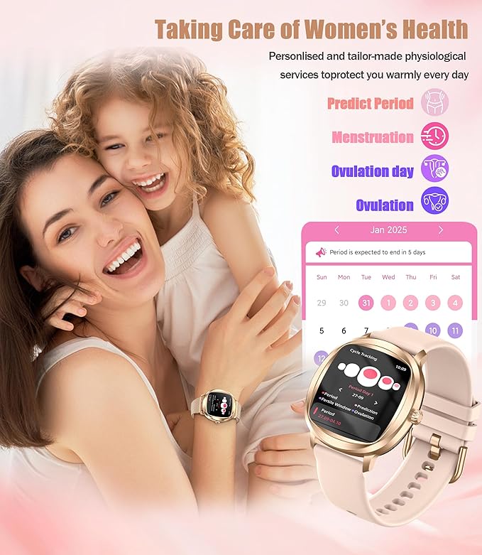 Women's 2pc Band Sports Watch/Smart Watch 1.72" Fitness Tracker with Heart Rate Monitor, 100+ Sports Modes, Sleep Tracking, 7-Day Battery, IP68 Waterproof (Gold)