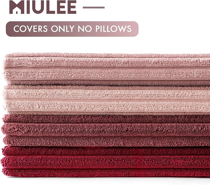 MIULEE Boho Farmhouse Throw Pillow Covers 20x20 Inch Set of 4 Romantic Decorative Cushion Covers Spring Corduroy Home Decor for Feminine Valentines Couch Bed Sofa Living Room Aesthetic Pink