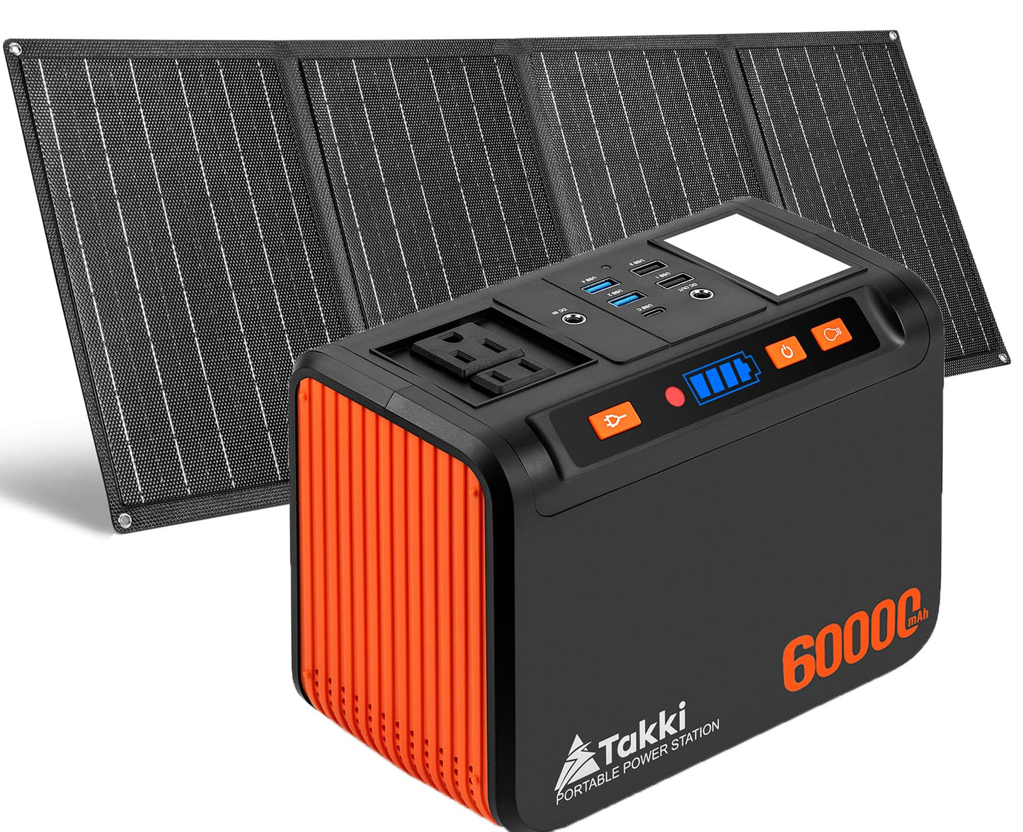 Takki Solar Generator 250W Portable Power Station with 40W Solar Panels 222Wh Pure Sine Wave Camping Lithium Battery Power Pack with AC 110V Outlet for Camping CPAP Home Use Emergency Outdoor